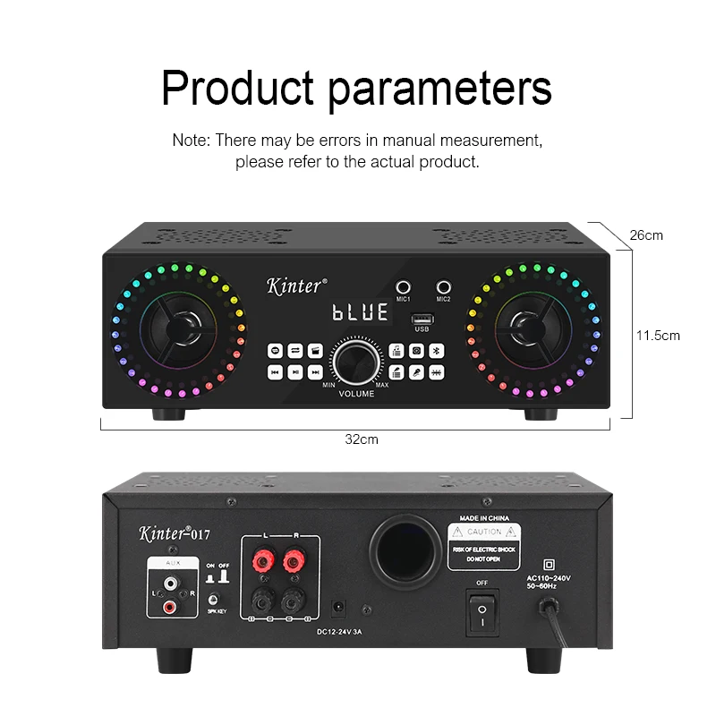 Kinter Home Class D Amplifier Board Bass Speaker 12V 24V 110V 220V Power Amplifier Home Theatre System