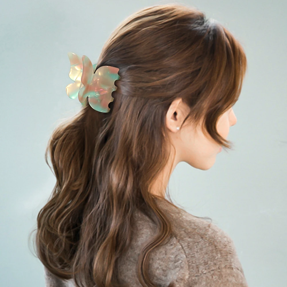 Hot Sale girls acrylic acetate  butterfly hair clip claw hair clips for women claw butterfly
