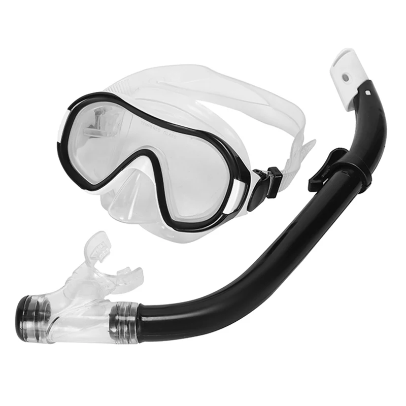 Wide View Mask&Full Dry Snorkel Kit with pvc snorkel high quality diving set and glass swimming goggles for adult youth Children