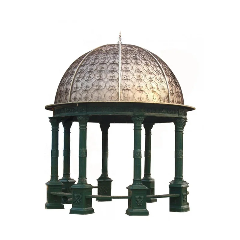 Outdoor Decorative Luxury Garden Metal Pavilion Antique rectangle Cast Iron Gazebo For Sale