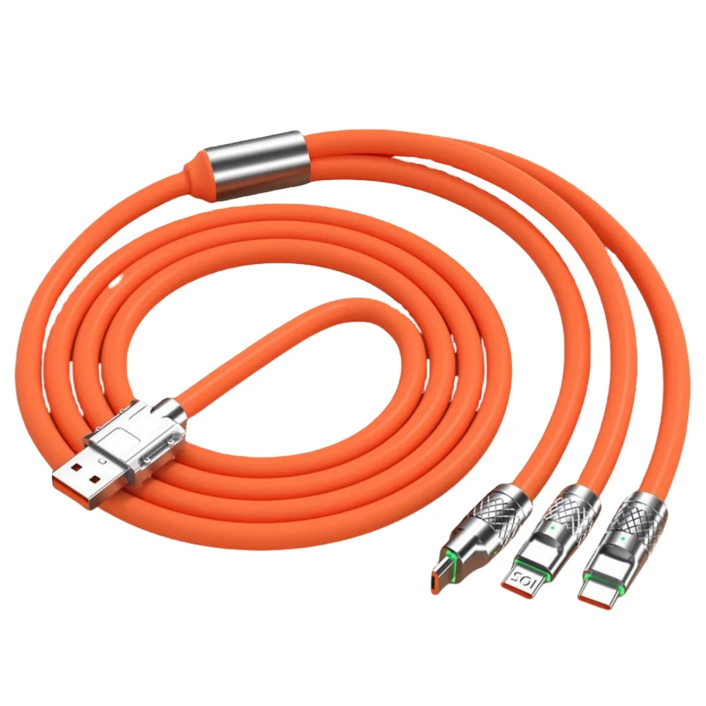 New 120W Ultra-Fast Charge 3-in-1 Data Cable Set 2 Meter Type C USB Geek Cable for Mobile Phones & Tablets Includes Car Charger