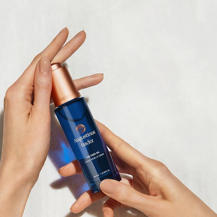 30ml translucent dark blue press pump button glass dropper bottle cosmetic serum bottle with pipette