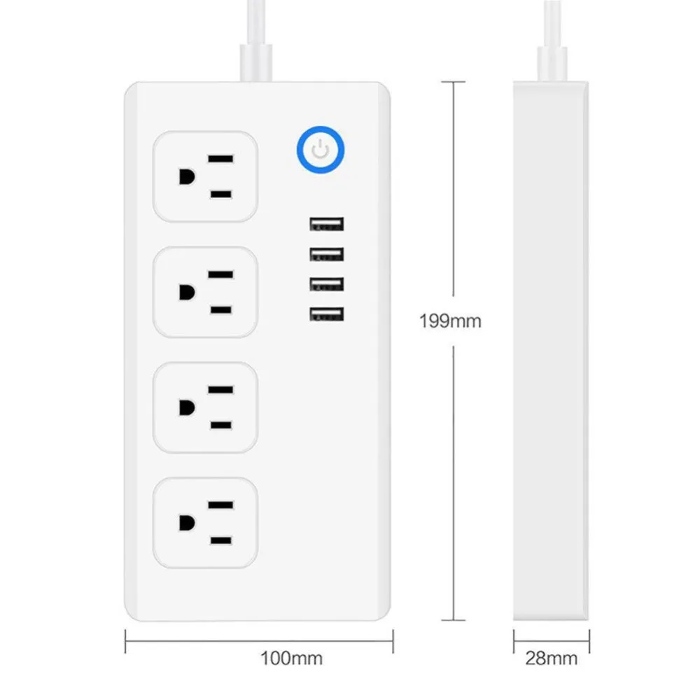 Us Indoor  Smart Life Remote Control Multi Function Power Strip With 4 Usb  4 Outlets Safety Protection