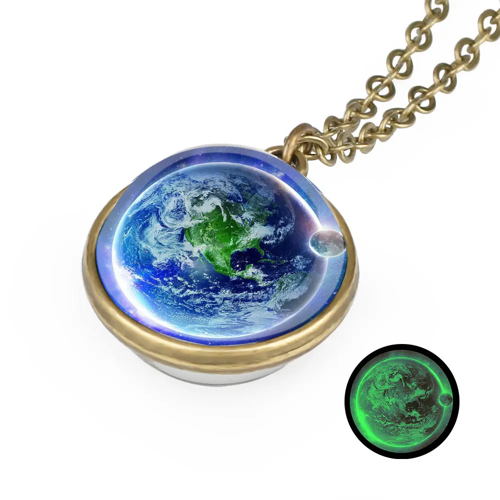 11 Design Glow In The Dark Galaxy Universe Planet Ball Pendant Necklace Fluorescent Men Women Unisex Jewelry
