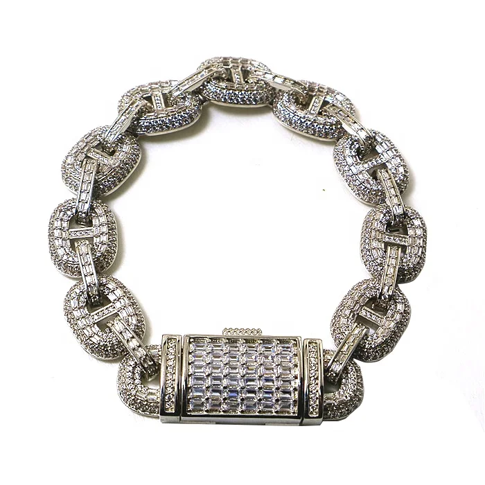 Wholesale 13mm Hip Hop Jewelry Iced Out Cubic Cz Zirconia Diamond Prong Cuban Link Chain