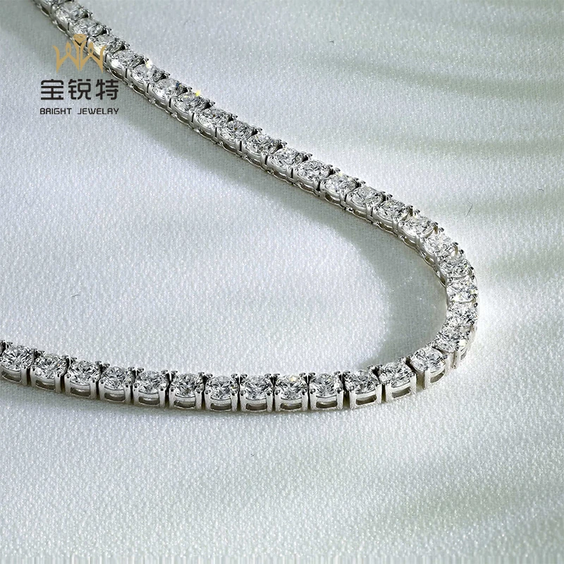 18k White Gold Diamond Necklace Cuban Link Jewelry Lab Diamond Tennis Necklace Custom Pendant