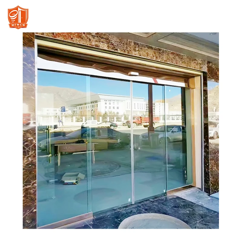 Custom automatic glass sliding door for shop supermarket