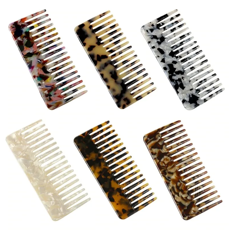 wholesale custom anti-static pocket resin cellulose detangle acetate hair wide tooth comb with logo