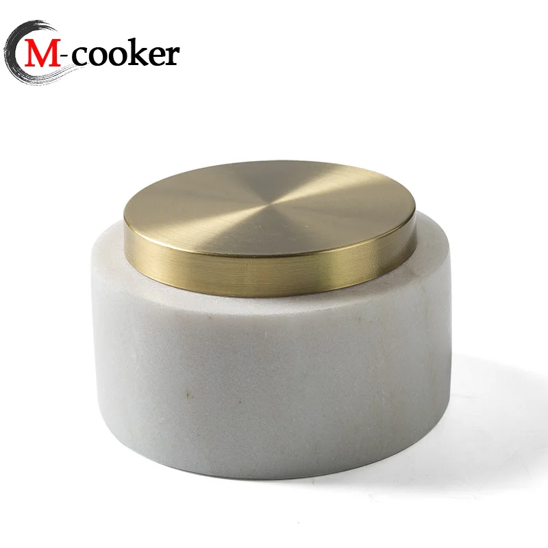 M-cooker pestle and mortar brass food seasoning grinder garlic masher natural marble mortar and pestle