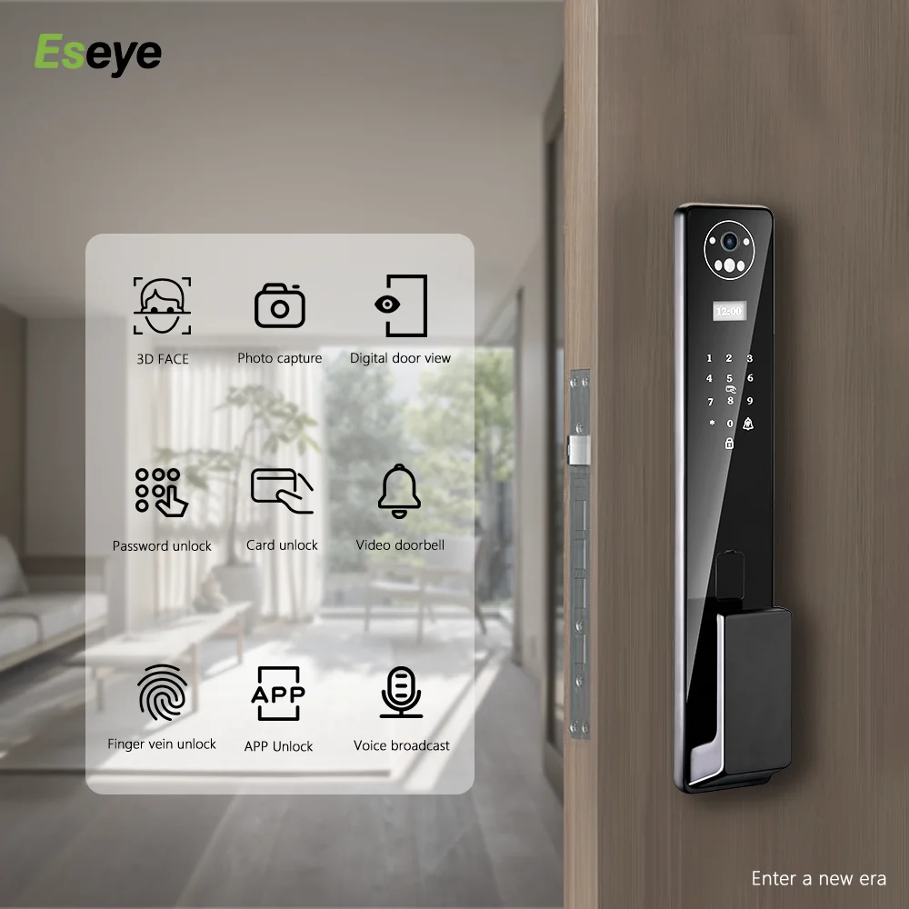 Eseye Popular Security Intelligent Remote Control Fingerprint Recognition External Door Electronic Lock Tuya Smart Face Lock