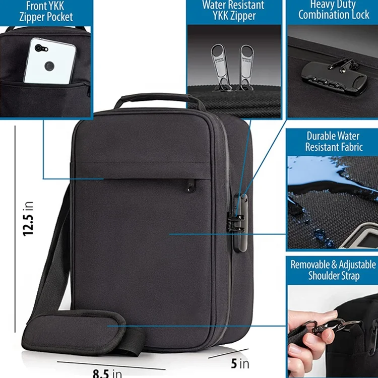 Extra Large luxury YKK Zippers odor cigarette packaging case stash box Organizer with lock smell proof storage bag for travel