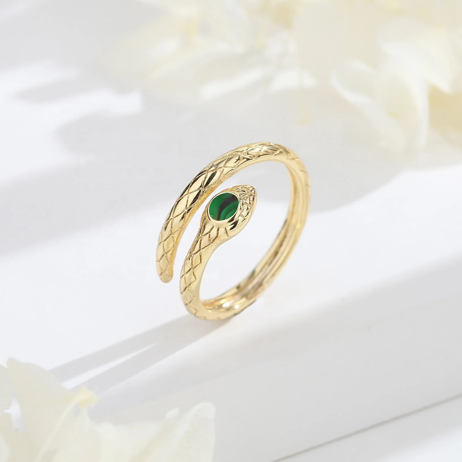 Высокое качество ювелирные изделия от производителя поставщиков 18K Позолоченные Малахитовый глаз змеиные кольца для женщин