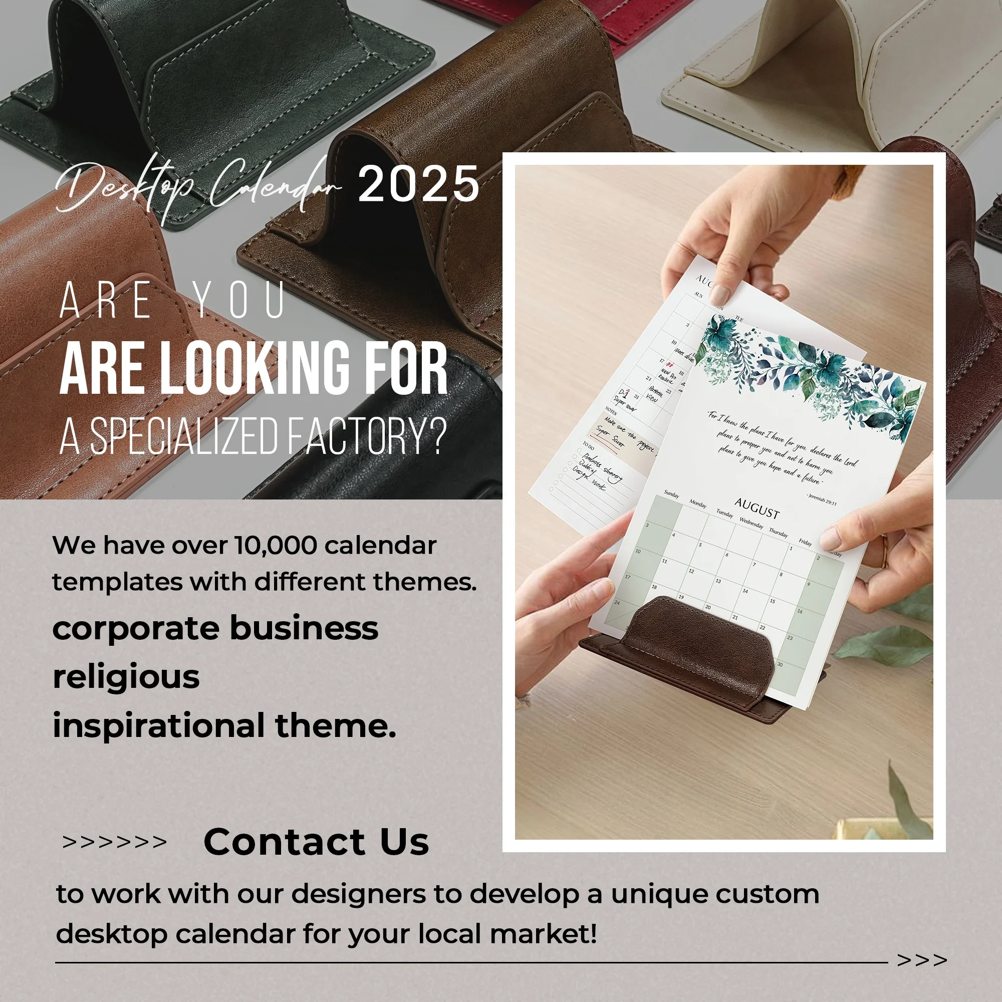 Customized New Design 365 Days Pu Leather Calendar 2025 New Year Gifts Inspirational Christian Planner Desk Calendars For Prayer