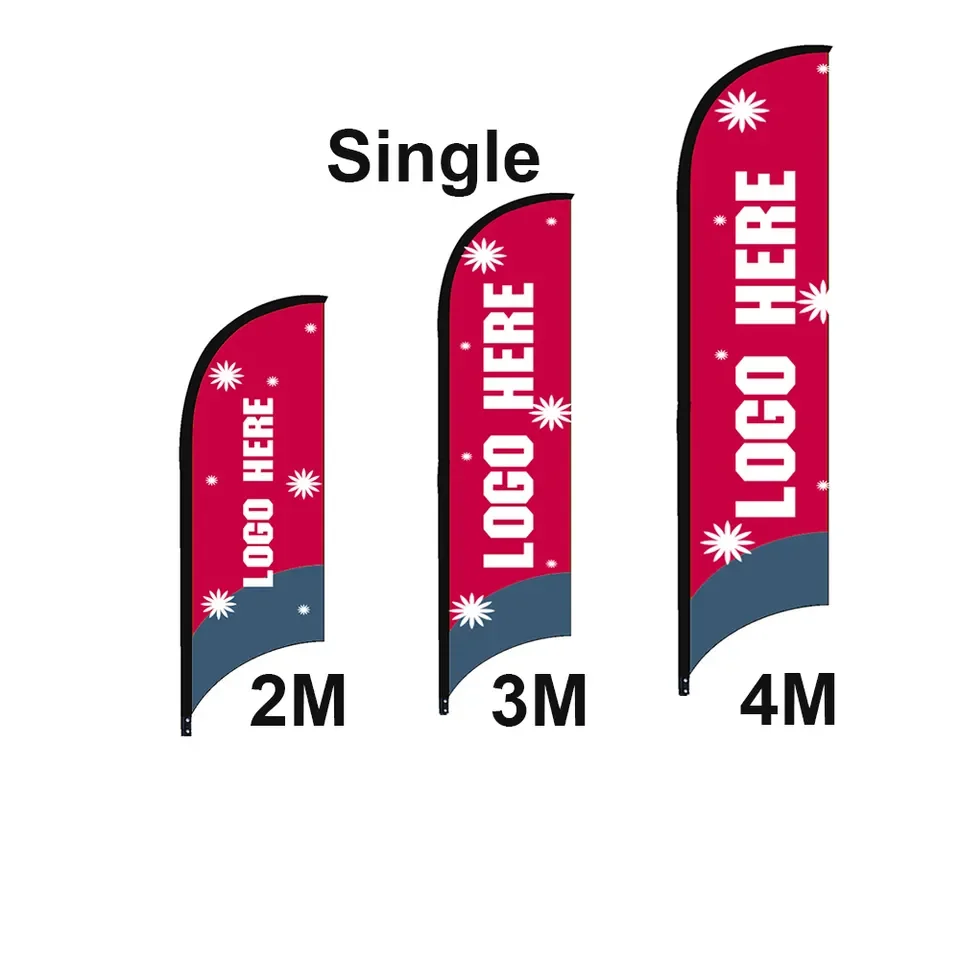 Free Custom Double-Sided Feather Flag with Cross Base Polyester Fiberglass Pole for Automotive Printed on Silk Vinyl Nylon
