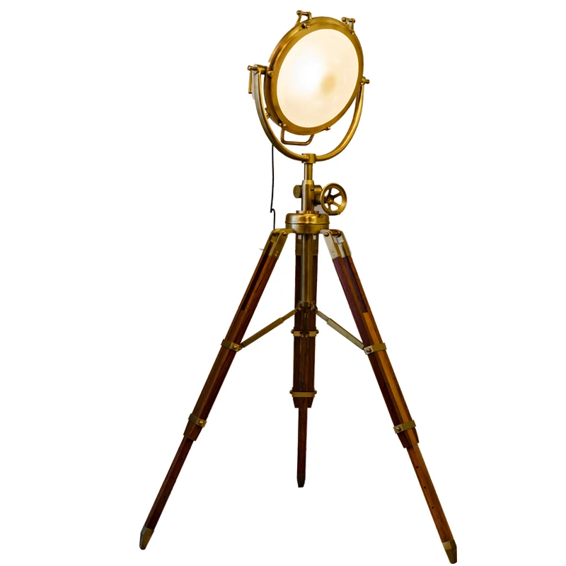 Wooden&copper tripod  floor lamp