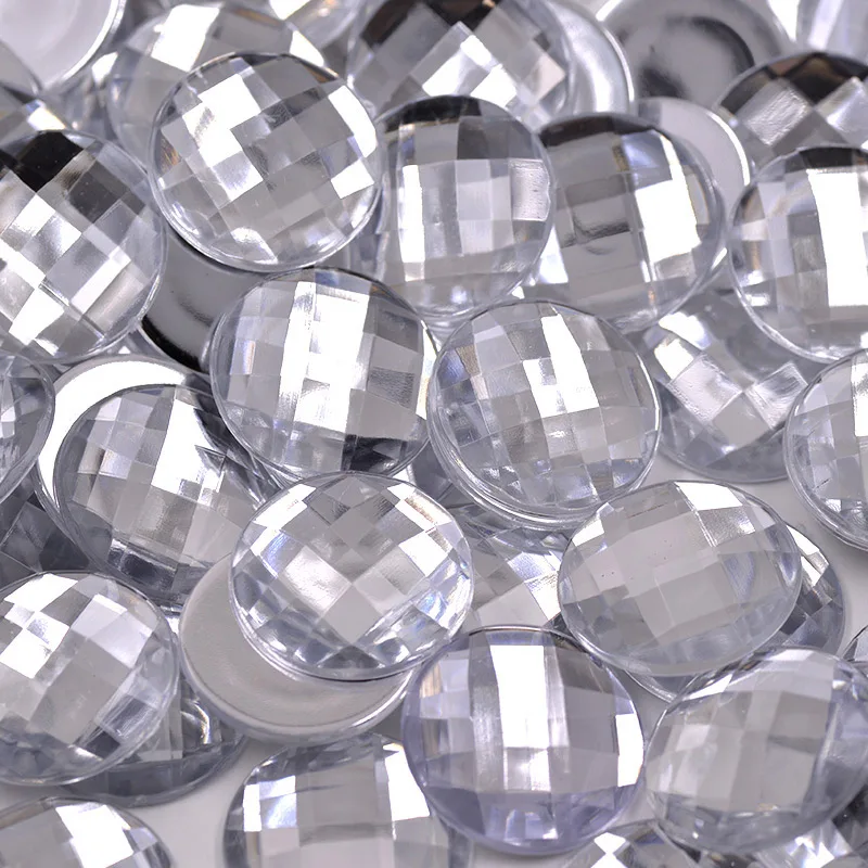 8 10 12 20 30mm Non Hotfix Crystal Strass Flatback Acrylic Stone Big Round Crystal AB Rhinestone