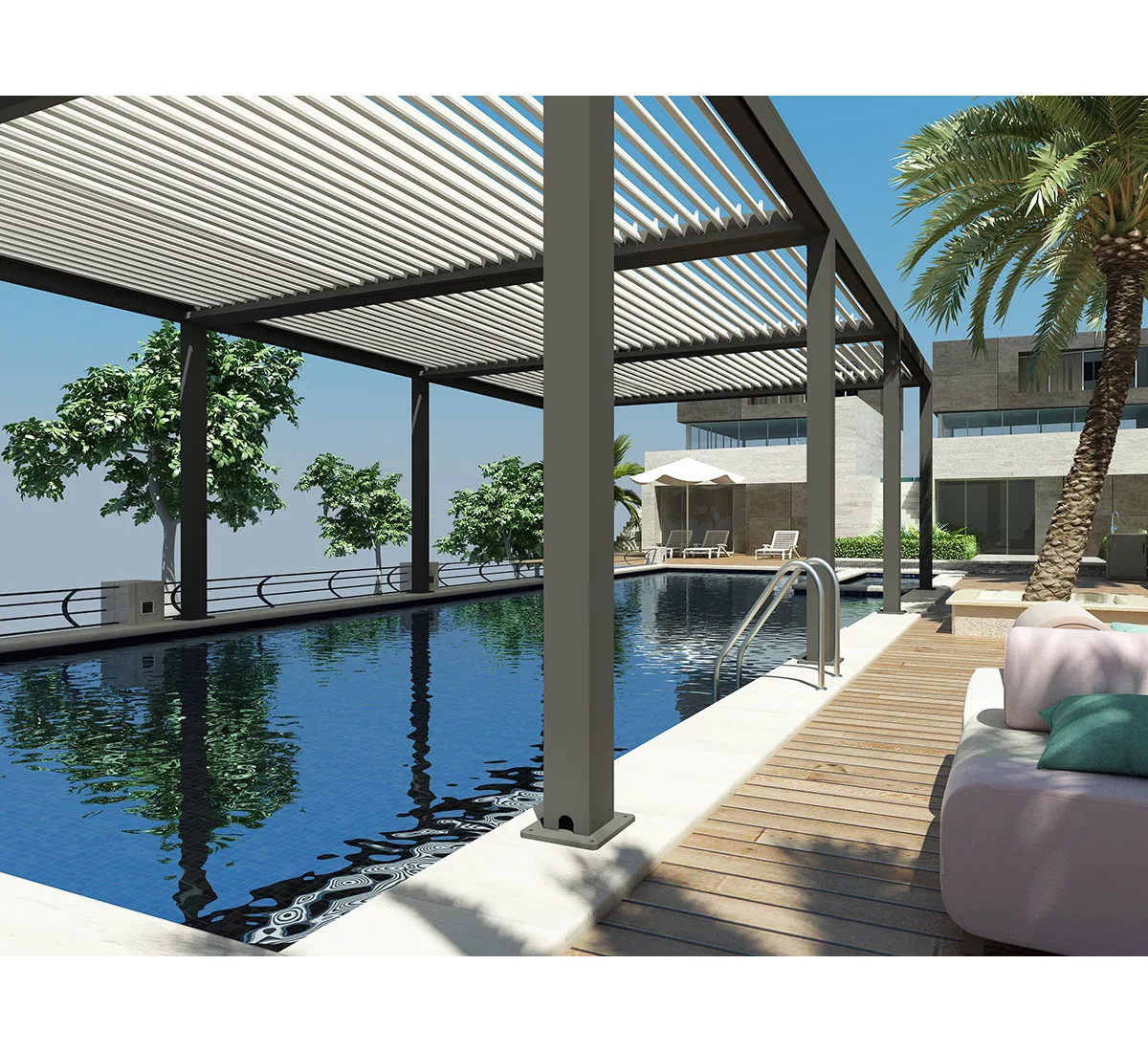 KT  Waterproof Aluminium Electric motorized Gazebo Bioclimatic  Louvre roof Pergola  Arches  Arbours  Pergolas