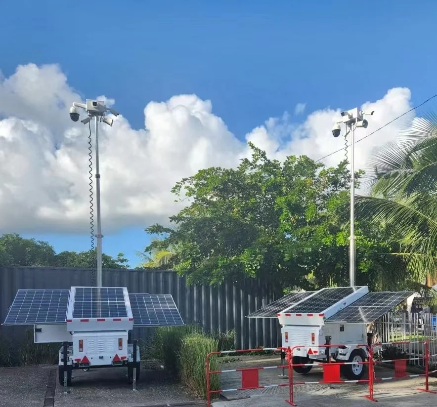 Rapid deployment Portable Mobile 3 Panels  Solar Power Surveillance CCTV Trailer  For Outdoor Security