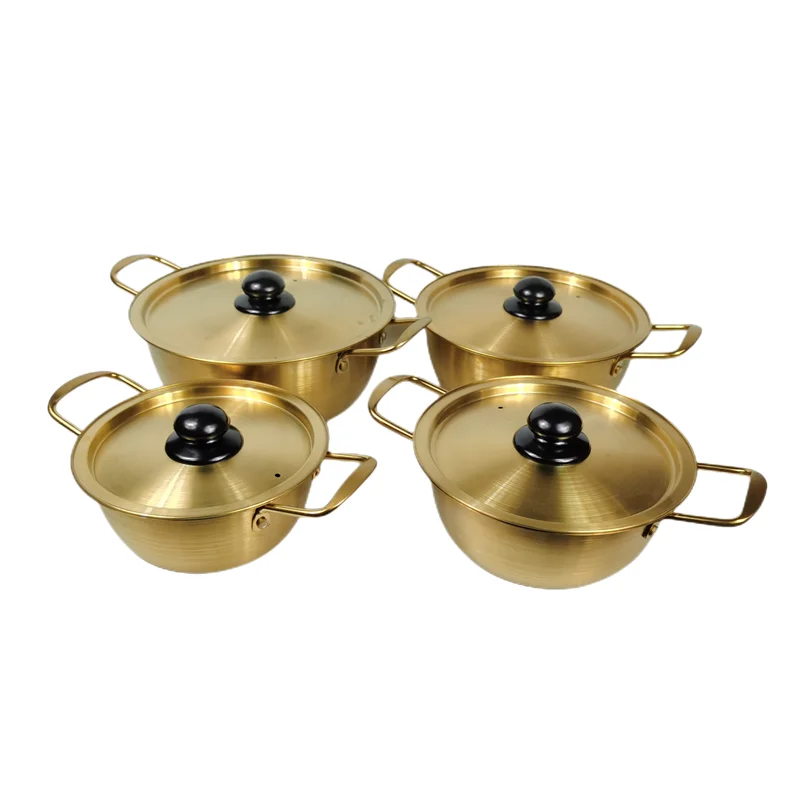 Manufactured Product Korean Thickened Stainless Steel Double Gold Ear Ramen Pot With Lid