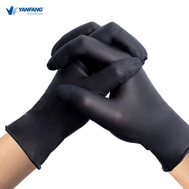 Disposable Black China Suppliers Nitrile Gloves For Medical Food Industry Laboratory