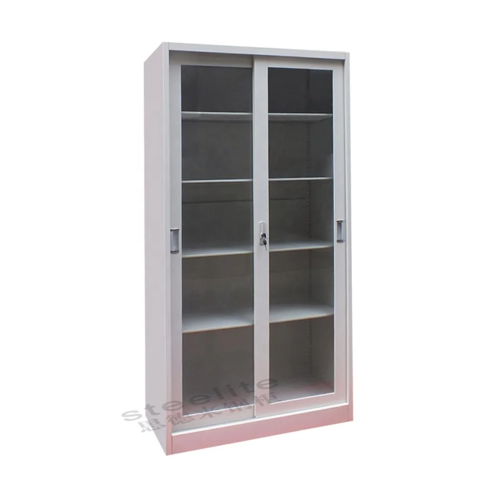 KD freestanding larder cupboard/glass display kitchen pantry cabinet cupboard design with five adjustable shelves for dubai