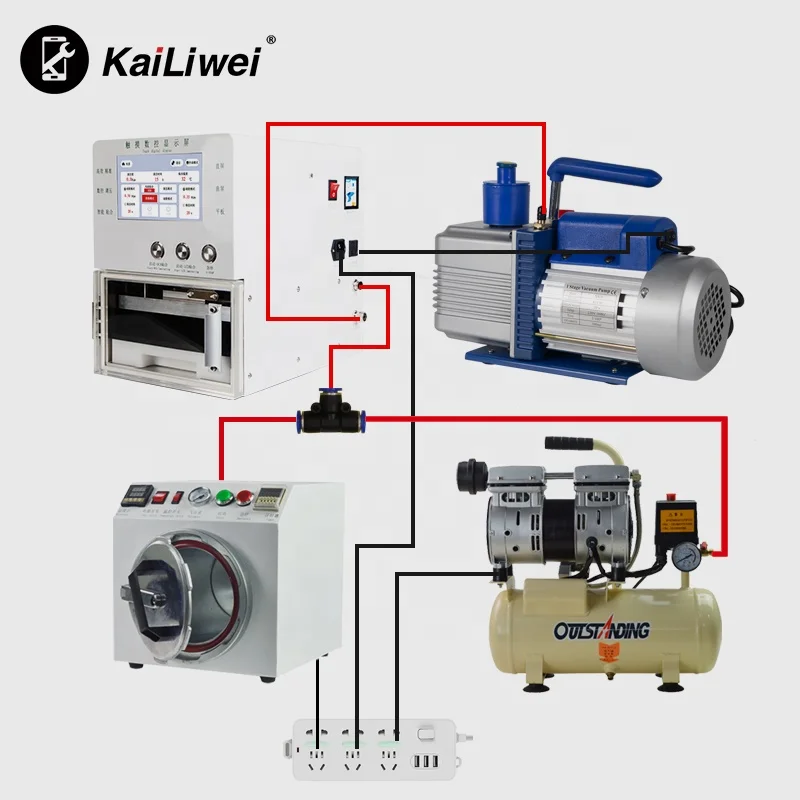 Kailiwei OCA  Laminating Machine LCD Separator Oil-free Air Compressor  Bubble Remove Defoam Machine Non-oil Pump set