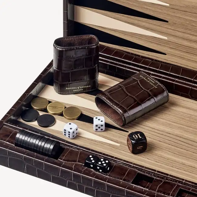 Custom Large Backgammon Set for Adults and Kids Classic Board Game with Premium Leather Case Chess Games