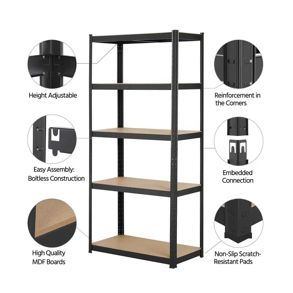 KINDE 5 ярусов Heavy Duty Boltless Rack регулируемые металлические стеллажи полки гараж 180x90x40 см 875 кг