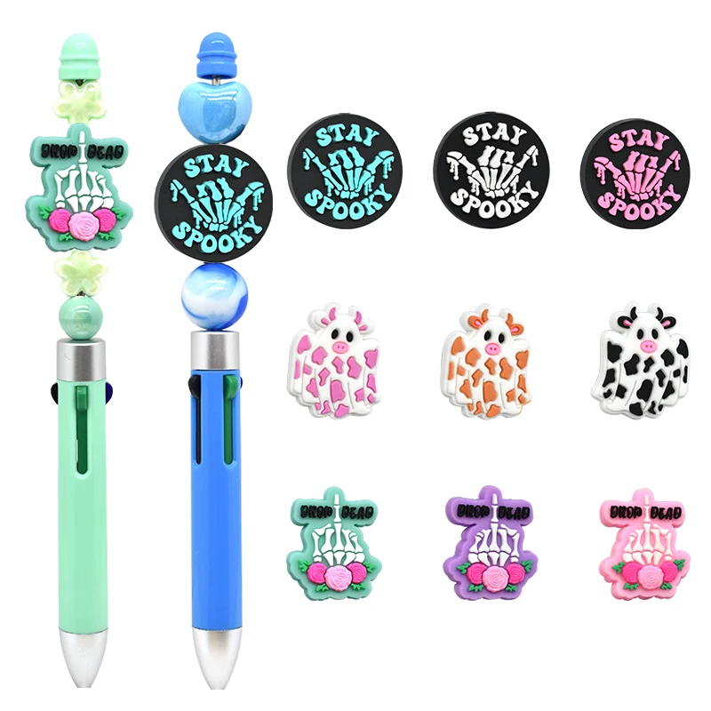 High Quality Wholesales Fashion Colorful Halloween Ghost Pvc Focal Beads For Pen Jewelry Diy Making