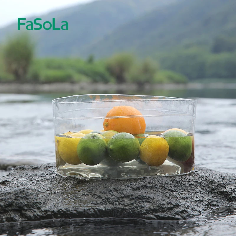 FaSoLa Outdoor Storage Bins Portable Transparent Collapsible Wash Basin Folding Dish Tub Sink for Dishing Fruit Camping Hiking
