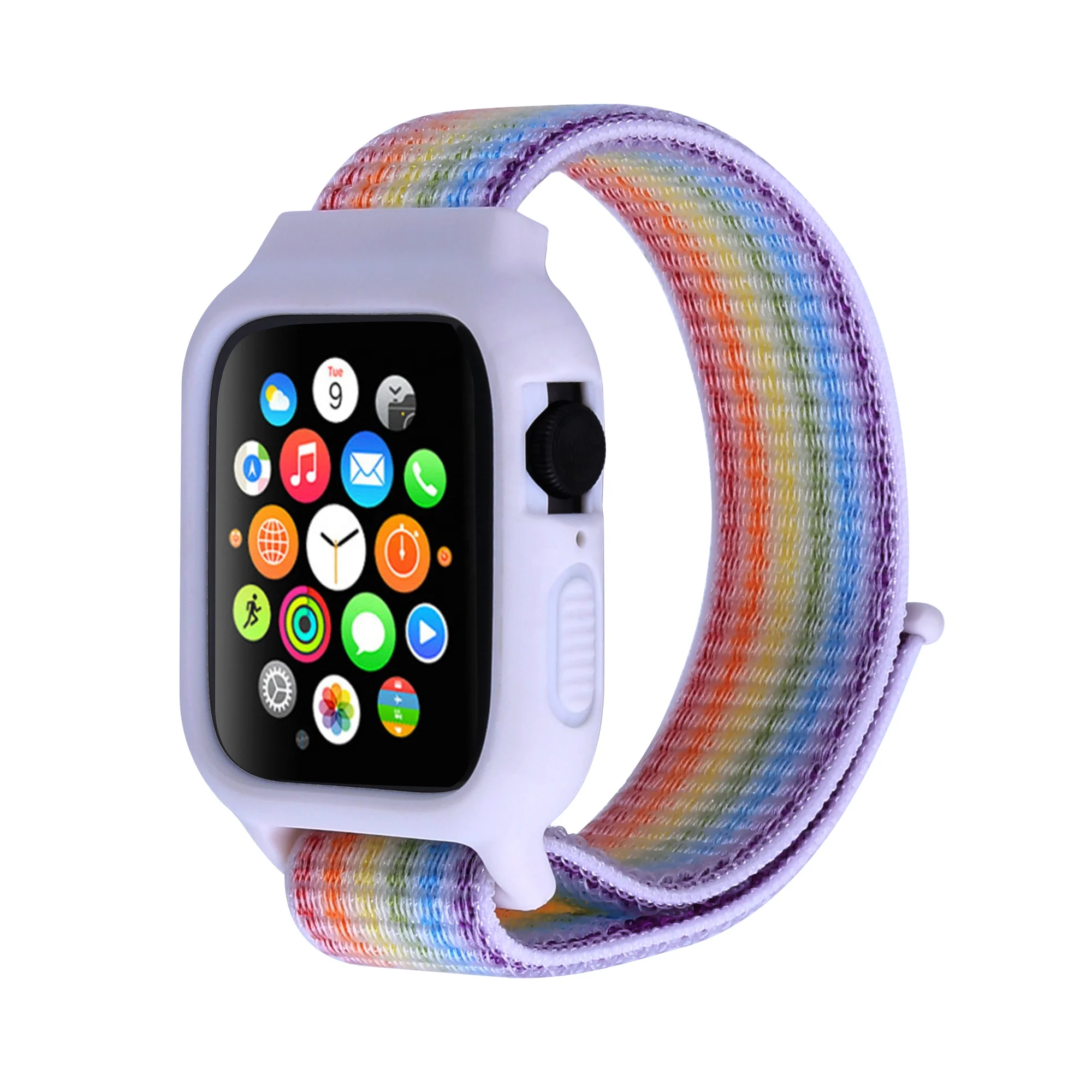 Rainbow nylon braided rope for iwatch band apple watch strap Case for smart watch for Apple Watch Band 6/5/4/3/2/1/SE