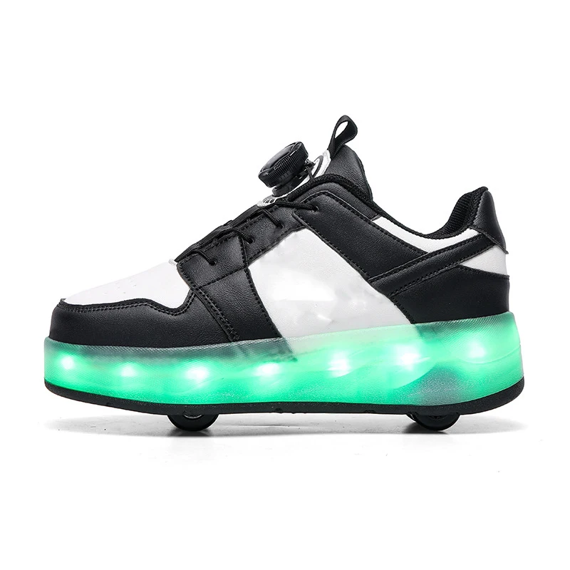 Kid Running Shoes Waterproof Roller Skates For Students Flashing Lights Led Kid Shoes Two Wheels Deformed Roller Skates Shoes