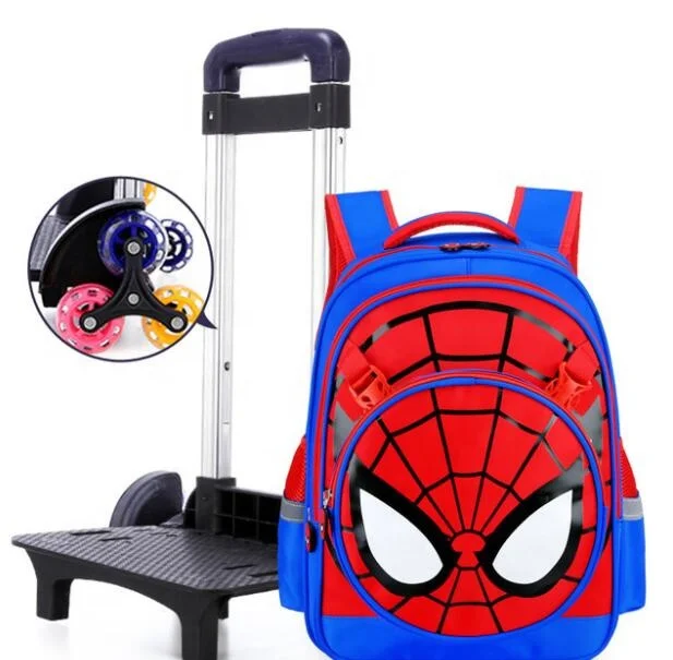 Amazon hot selling trolley bag printed with spiderman for school  boys kids