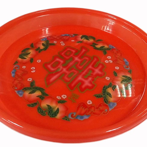 factory price custom logo  printing serving plastic round dinner plate manufacture platter