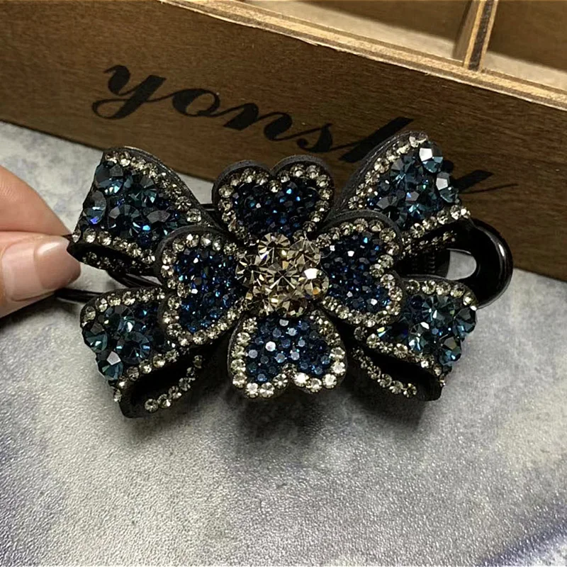 New Rhinestone Flower Duckbill Clip Women Hair Clip