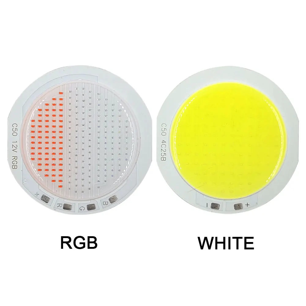  12 В RGB COB светодиодный чип источник света для наружного украшения освещения автомобиля 50 мм круглый 15 Вт Синий Красный Зеленый Белый