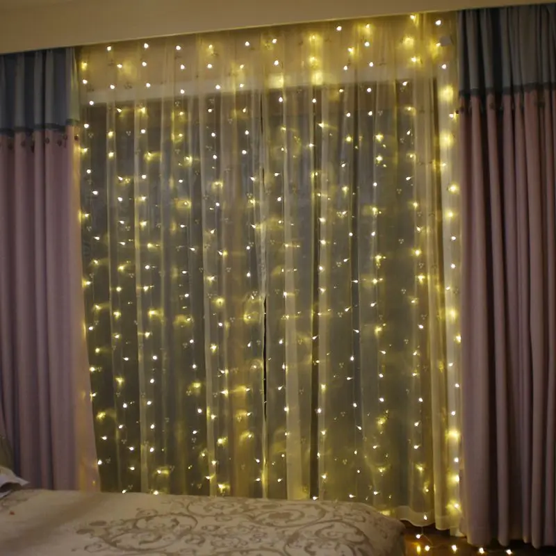 3mx1m 3mx2m  3x3m 120 192 300 Led Christmas Halloween Holiday String Led lighting Window Curtain Fairy Lights For Wedding d