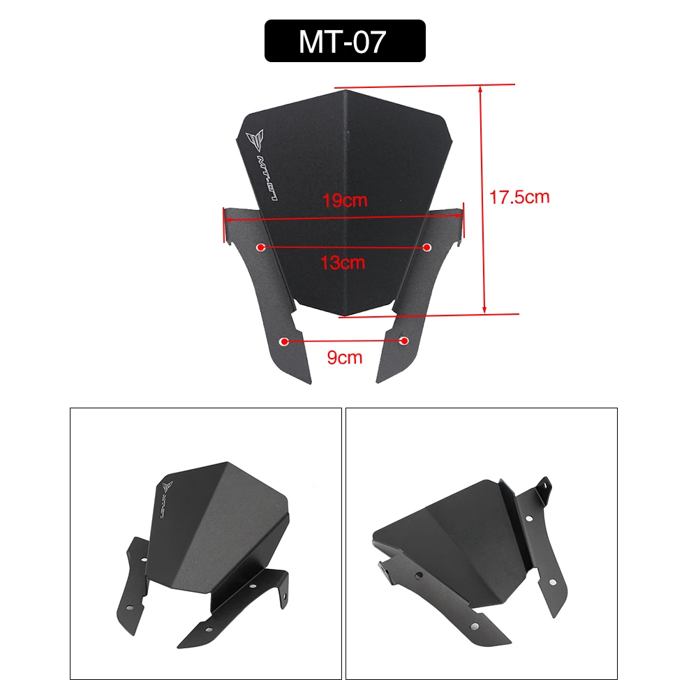 
Upper Mount Black Motorcycle Windshield Windscreen for Yamaha MT-07 MT-09 