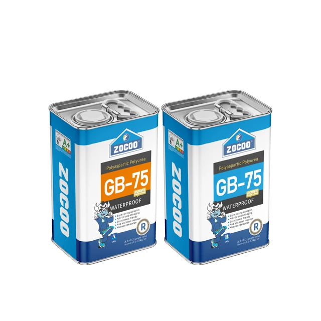Zocoo Rubber Effect 50 Years Warranty Grey Blue White Indoor Exterior Polyurea Waterproof Coating for Roof