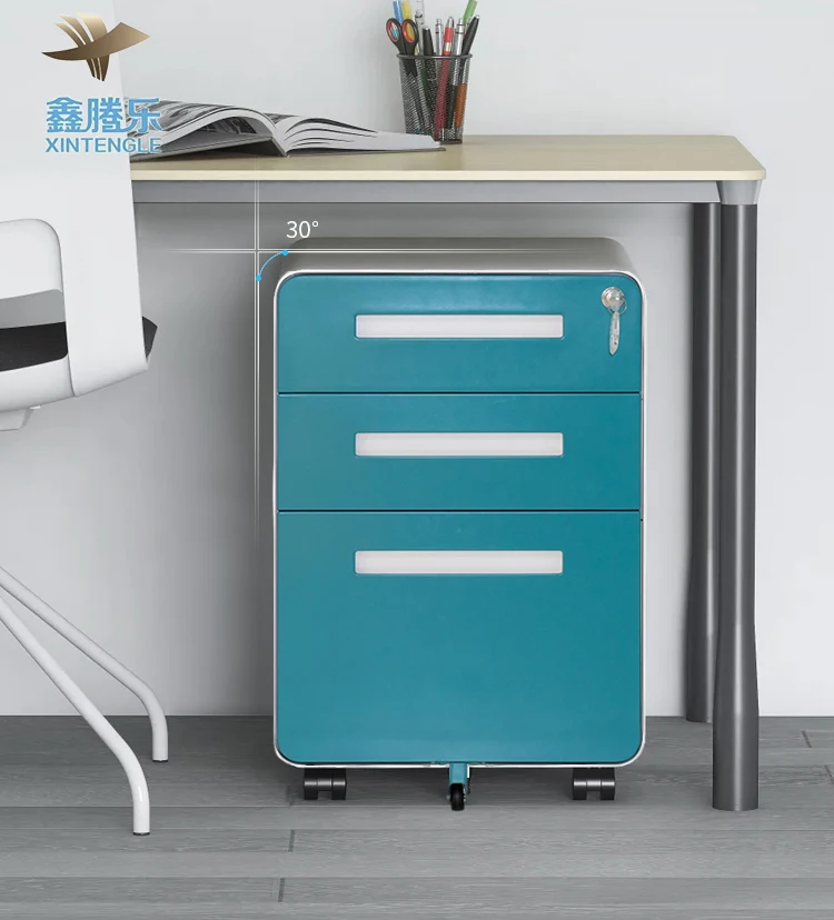 Knock-Down Metal Mobile Pedestal with 3 Drawers Pencil Tray A4 File Steel Cabinet Office Home Hotel Storage Foldable Workshop