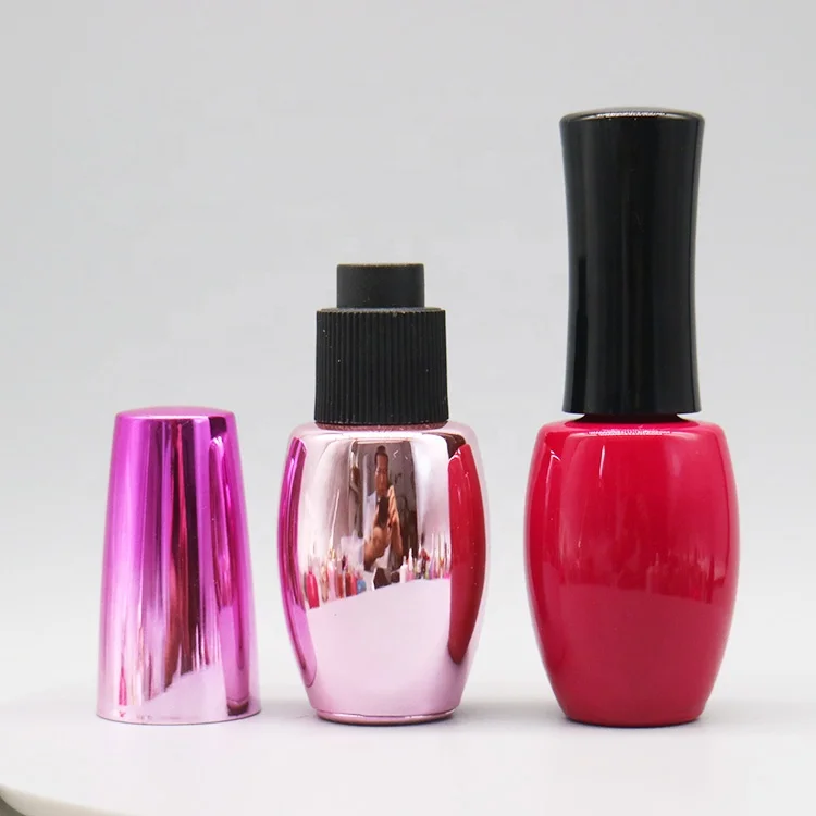 Fancy design 8ml Empty red Varnish nail gel polish bottle nail polish glass bottle manufacturer with black cap brush