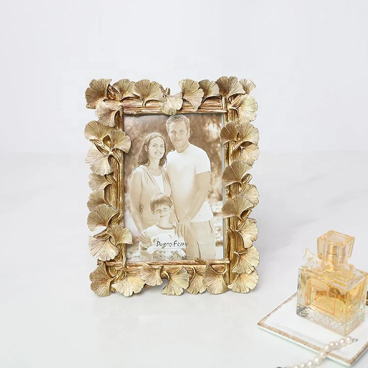 Resin Photo Frame leaves photo frame gold