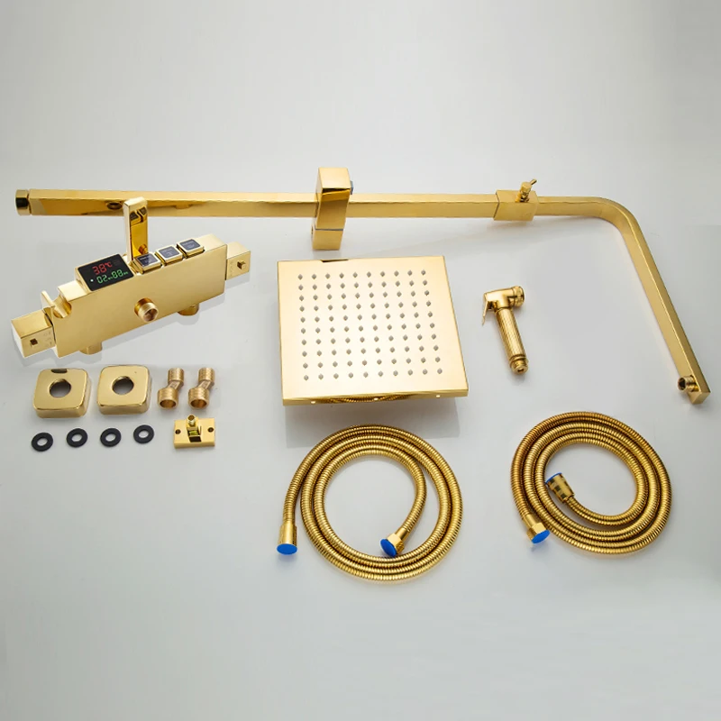 golden rain brass tub gold shower set bathroom