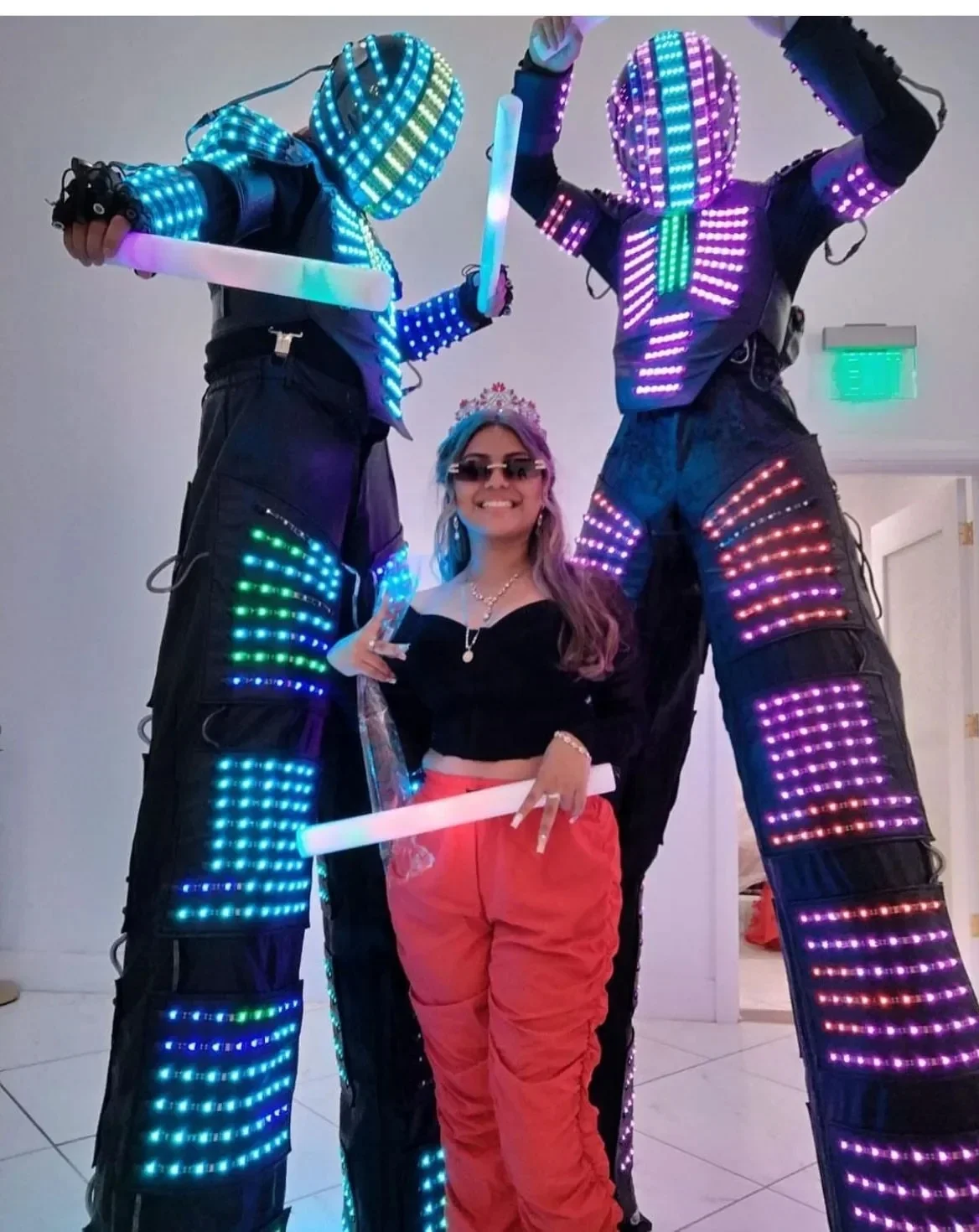 LED luminous stilts walker suit robot clothing light up dance cosplay full color pixel helmet laser performance luminescent Luxu