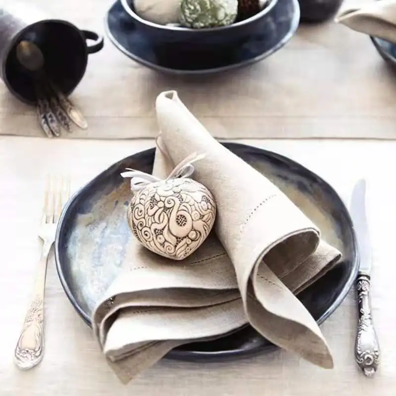 100% Fancy Linen Napkin Wedding Table Placemat Cocktail Party Use Napkins Square Plain Dyed Everyday Hemstitched French Classic