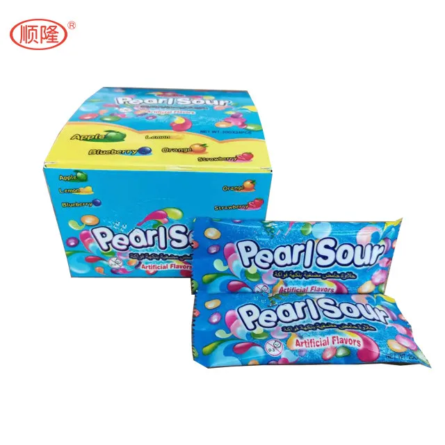 Super Sour Colorful syrup chewy candy sweet rainbow soft candy bean with Acid powder