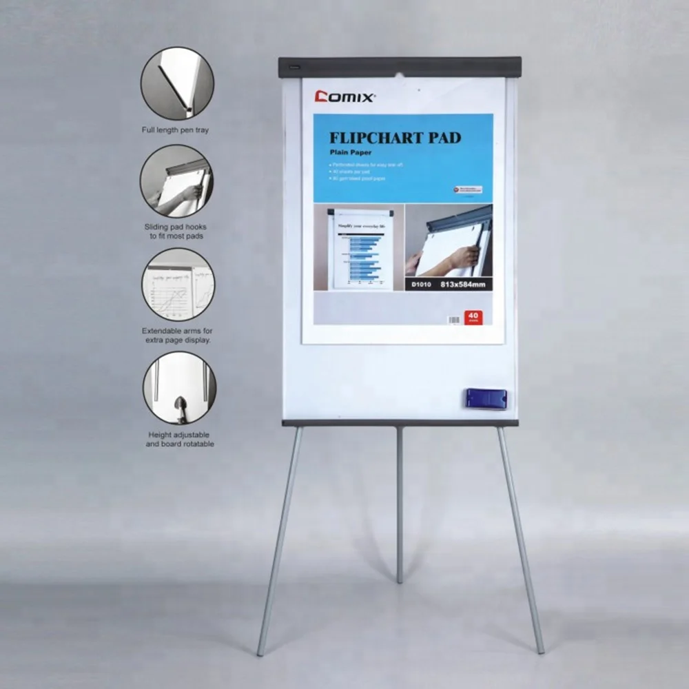 
Comix Factory Hot Sell School Home Office Use Whiteboard Lightweight Handy Tripod Flipchart Easel 