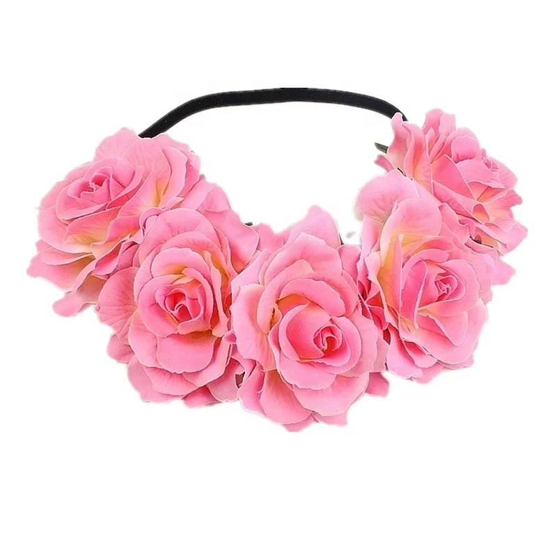 Halloween Rose Hair Band Hair Hoop Cosplay Costume Party Flannel Flowers Crown Headband Festival Hair Garland Wedding