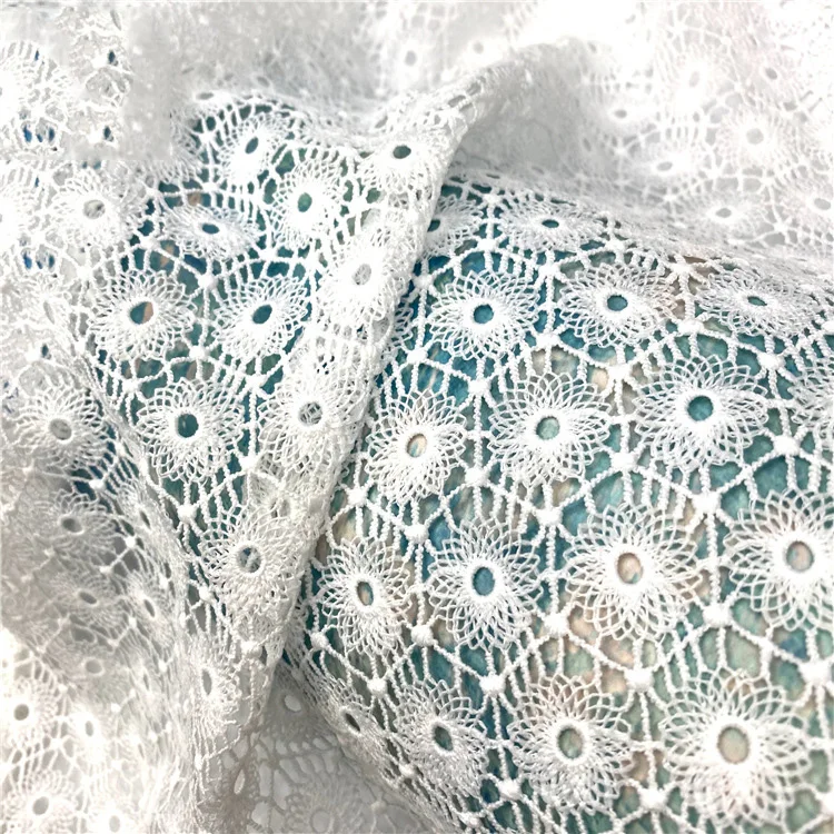 2025 Peruvian White Lace Guipure Embroidery Fabric Water Soluble Lace Dress Making Lace Fabric