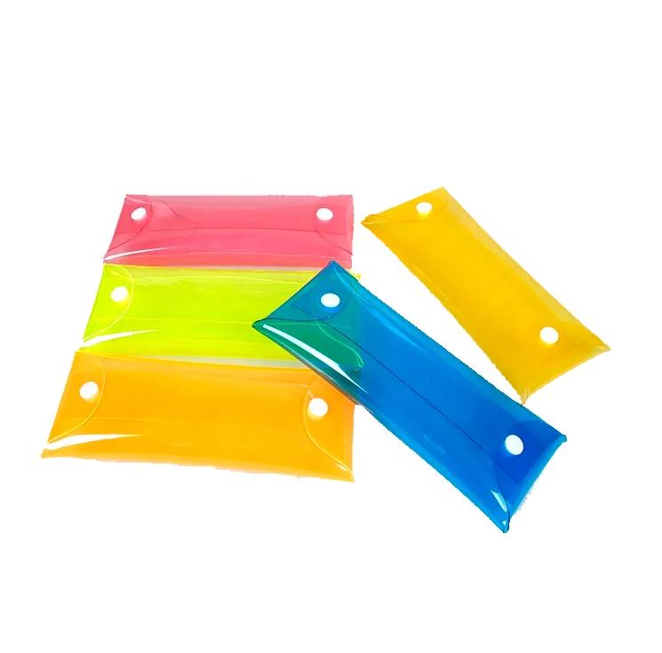 
Hot sale customized colorful plastic PVC pencil bag with button wholesale 